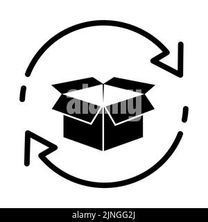 Symbol für kostenlose Produktrücksendung. Lieferbox mit Pfeilen Stock Vektor