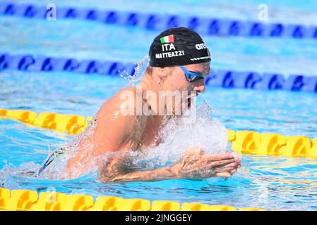 Rom, Italien. 11. August 2022. Pier Andrea Matteazzi (ITA) während der Schwimmeuropameisterschaften Rom 2022 im Foro Italico am 11. August 2022. Kredit: Unabhängige Fotoagentur/Alamy Live Nachrichten Stockfoto