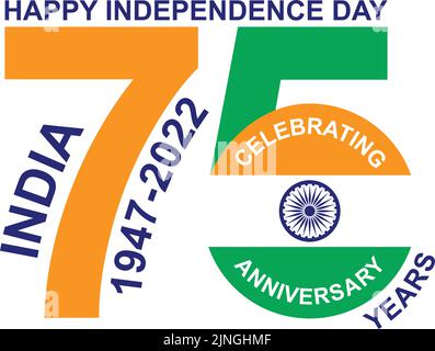 New Delhi Indien, 15. August 2022: 75 Jahre Unabhängigkeitstag Logo Vektorgrafik. Stock Vektor