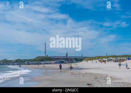 Strandleben auf der Hochseeinsel Düne, Teil von Helgoland, Kreis Pinneberg, Schleswig-Holstein, Norddeutschland Stockfoto