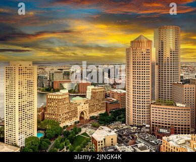 Skyline von Boston Blick nach Süden zum South End und South Boston Stockfoto