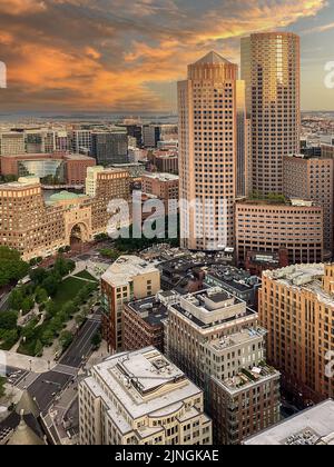 Skyline von Boston Blick nach Süden zum South End und South Boston Stockfoto