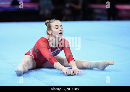 Olympiahalle, München, 11. August 2022, Angela Andreoli (ITA) während der European Women's Artistic Gymnastics Championships - Senior Women’s Qualification & All-Around Finals - Gymnastik Stockfoto