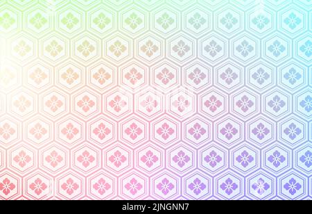 Hintergrundmaterial: Illustration von blassen Regenbogenabstufungen und japanischem Muster, sanfte Atmosphäre Stock Vektor