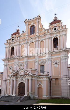 Vilnius Kirche; Kirche St. Casimir außen, eine barocke katholische Kirche aus dem 17.. Jahrhundert, Vilnius Altstadt, Vilnius, Litauen Europa Stockfoto