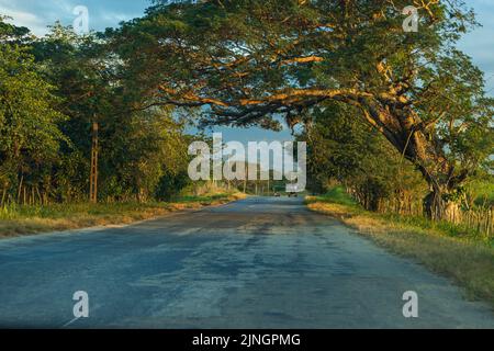 TRINIDAD, KUBA - 8. JANUAR 2021: Asphaltstraße im Zentrum von Kuba Stockfoto