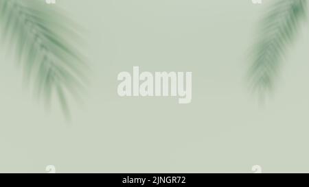 Schatten der tropischen Blätter Hintergrund. Schatten von Palmblättern auf weißem Wandhintergrund. 3D Darstellung rendern. Stockfoto