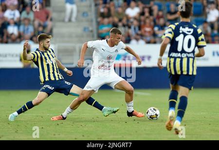 Uherske Hradiste, Tschechische Republik. 11. Aug, 2022.Slovacko knüpft an Fenerbahce 1-1 in der Europaliga in Uherske Hradiste, Tschechische Republik, 11. August 2022. (CTK Photo/Dalibor Gluck Stockfoto