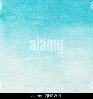 Abstraktes hellblaues Aquarell, handbemalt für den Hintergrund. Stockfoto