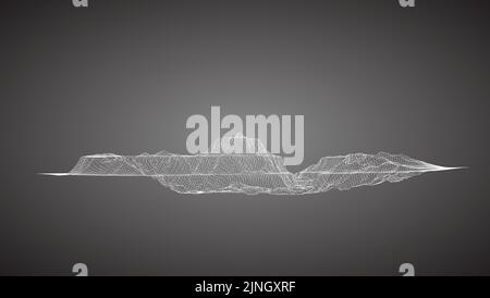 Rednered Illustration von 3D Gelände mit Drahtgittertopologie. Vector ist EPS10 kompatibel Stock Vektor