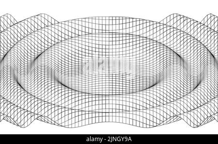 Vektordarstellung einer dreidimensionalen Sinuswellenfunktion mit Drahtgeflecht Stock Vektor