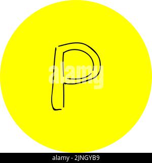 Handgeschriebene einfache Symbolillustration: Parken Stock Vektor