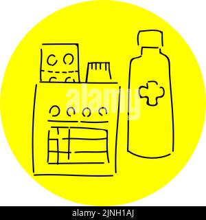 Handgeschriebene einfache Symbolillustration: Apotheke Stock Vektor