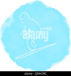 Handgeschriebene einfache Symbolillustration: Skifahrer Stock Vektor