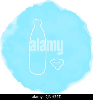 Handgeschriebene einfache Symbolillustration: Sake Stock Vektor