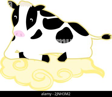 Illustration einer Kuh, die auf Kinto'un liegt Stock Vektor