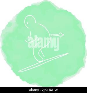 Handgeschriebene einfache Symbolillustration: Skifahrer Stock Vektor