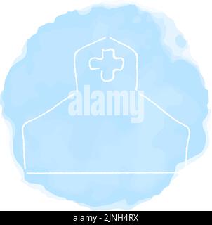 Handgeschriebene einfache Symbolillustration: Krankenhaus Stock Vektor