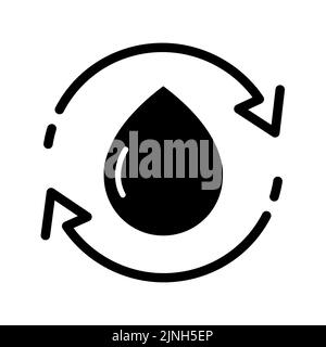 Symbol für das Recycling von Flüssigkeiten in flacher Form. Bioschutz des Planeten Stock Vektor