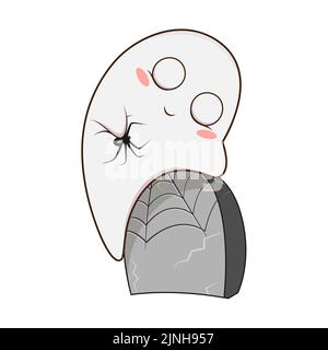 Niedlicher halloween-Geist auf weißem Hintergrund. Stock Vektor