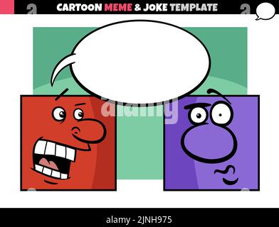 Cartoon-Illustration der Meme-Vorlage mit leerem Comic-Sprechballon und Comic-Figuren Stock Vektor