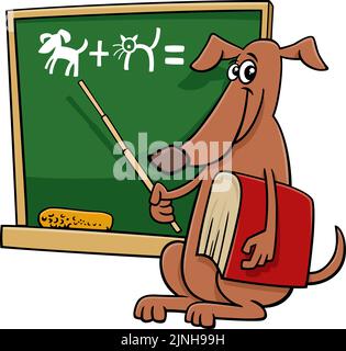 Cartoon-Illustration von lustigen Hund Lehrer Charakter im Klassenzimmer Stock Vektor