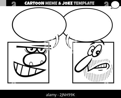 Cartoon-Illustration der Meme-Vorlage mit leeren Comic-Sprechblasen und Comic-Figuren Stock Vektor