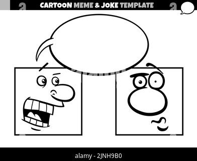 Cartoon-Illustration der Meme-Vorlage mit leerem Comic-Sprechballon und Comic-Figuren Stock Vektor