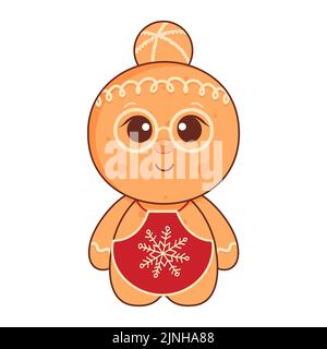 Niedlichen fröhlichen weihnachten Lebkuchen Mann. Stock Vektor