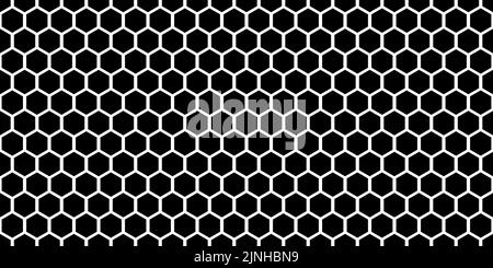 Schwarz-weißer Honigkamm einfaches nahtloses Muster. Normale Struktur von Bienenstockzellen. Abstrakter Vektorhintergrund mit Hexagon-Geometrie. Tapete in einem Minima Stock Vektor