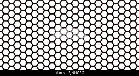 Schwarz-weiße Wabenmuster mit einfachem nahtlosem Muster und gerundeter Struktur. Abstrakter Vektorhintergrund mit Hexagon-Geometrie. Hintergrundbild Stock Vektor