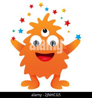 Bunte niedliche Monster. Lustige Zeichentrickfigur. Vektorgrafik. Stock Vektor