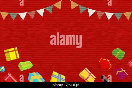 Girlande und Geschenk Box Poster Stock Vektor