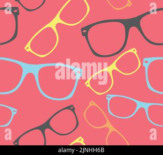 Brille nahtlose Muster Retro Hipster Sonnenbrille. vektor abstrakt Hintergrund Brille nahtlose Muster Retro Hipster Sonnenbrille. vektor abstrakt hinten Stock Vektor