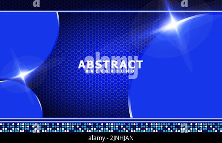 Realistischer eleganter und luxuriöser blauer Hintergrund mit Metallverlauf und überlappenden Formen, mit Lichteffekt Stock Vektor