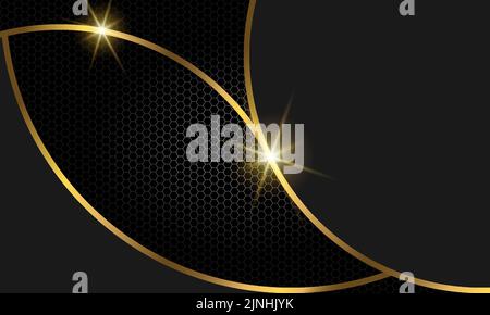 Realistischer Luxus und eleganter schwarzer Hintergrund, mit Metallverlauf und überlappenden Formen, mit Lichteffekt Stock Vektor