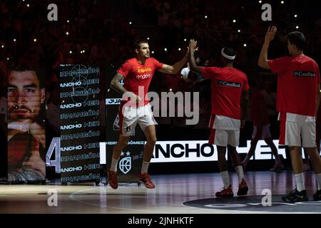 Madrid, Madrid, Spanien. 11. August 2022. JUANCHO HERNANGOMEZ während des Spanien gegen Griechenland freundlichen Basketballspiels der spanischen Nationalmannschaft der Mode Europe Tour im WiZink Center in Madrid. (Bild: © Oscar Ribas Torres/ZUMA Press Wire) Stockfoto