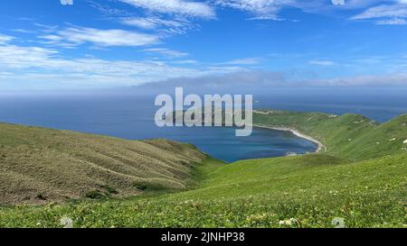 Blick auf Cape Sukoton, Rebun Island an einem Sommertag Stockfoto