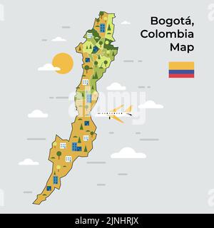Handgezeichnete bogota Kartendarstellung Vektor-Illustration. Stock Vektor
