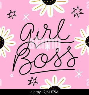 Handgezeichnete Mädchen Chef Schriftzug Vektor Illustration. Stock Vektor