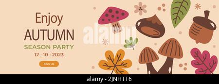 Flache horizontale Banner Set für Herbstfeier Vektor-Illustration. Stock Vektor