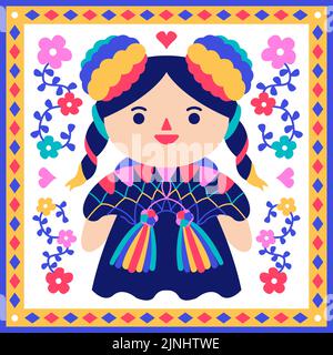 Handgezeichnete mexikanische Puppe Illustration Vektor-Illustration. Stock Vektor