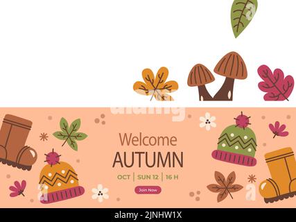 Flache horizontale Banner Set für Herbstfeier Vektor-Illustration. Stock Vektor