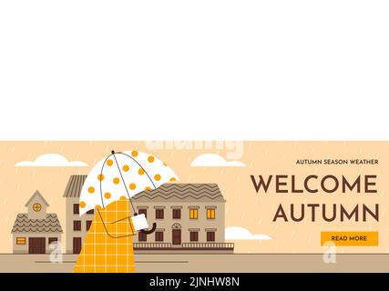 Flache horizontale Banner Set für Herbstfeier Vektor-Illustration. Stock Vektor