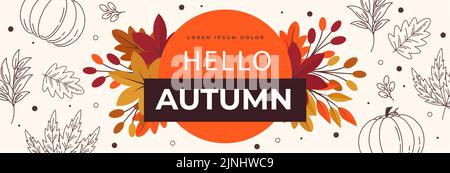 Flache horizontale Banner Set für Herbstfeier Vektor-Illustration. Stock Vektor