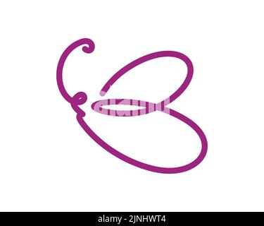Einfacher Schmetterling kombiniert mit B-Buchstabe Einfache Illustration Stock Vektor