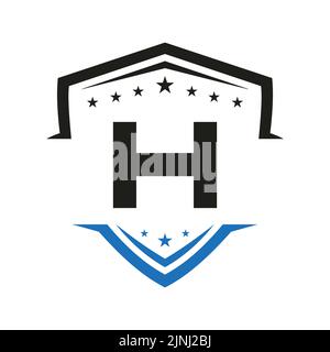Vektorvorlage für das Logo „H Automotive Shield“. Transportlogo-Symbol Stock Vektor