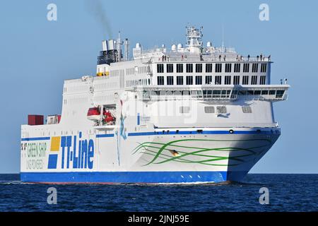 NILS HOLGERSON von TT-Line kommt in Lübeck-Travemünde an Stockfoto