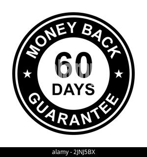 60 Tage Geld-zurück-Garantie Symbolvektor für Grafikdesign, Logo, Website, Social Media, mobile App, UI-Abbildung Stock Vektor