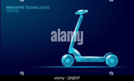 Elektroroller Low-Poly-Design. Eco Mikromobilität Transport Last-Mile Problemlösung. Pick-up Roller-Sharing-Verleih-System. E-Scooter Urban Stock Vektor